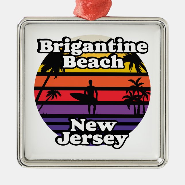 Ornamento De Metal Brigantine Beach, Nova Jersey (Frente)