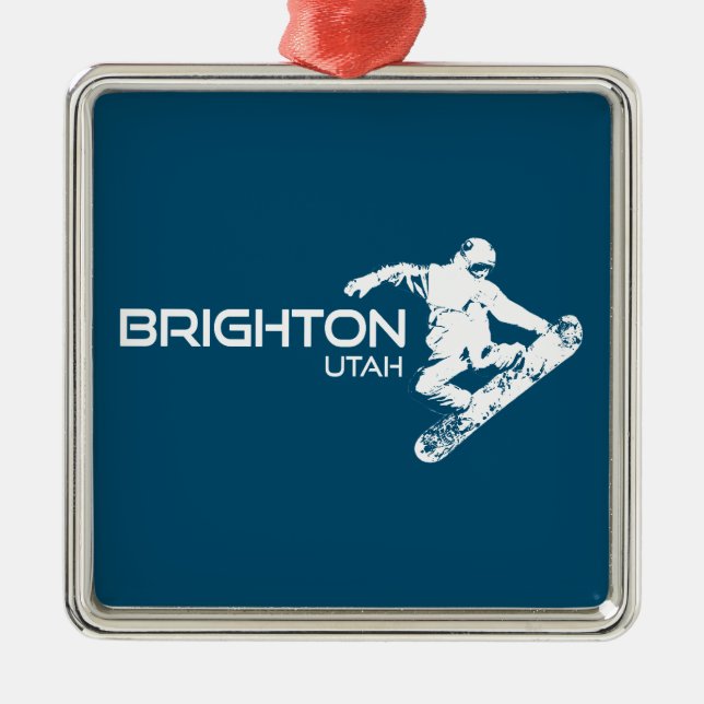 Ornamento De Metal Brighton Resort Utah Snowboarder (Frente)