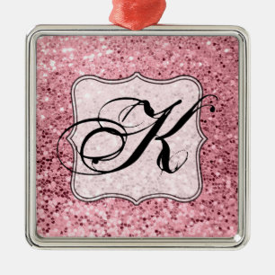 Ornamento De Metal Brilho Dourado cor-de-rosa personalizado do