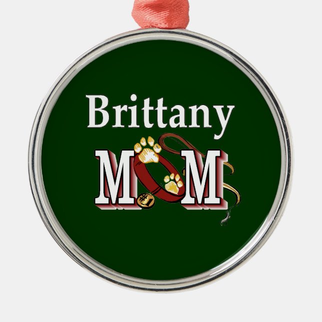 Ornamento De Metal Brittany Dog MOM (Frente)