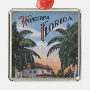 Ornamento De Metal Brochura Vintage Florida