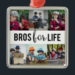Ornamento De Metal Bros para Life Brothers Photo Collage Typografia<br><div class="desc">Irmãos para a vida 6 colagem de fotos personalizada ornamento.</div>