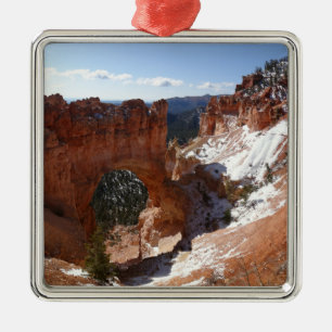 Ornamento De Metal Bryce Canyon Natural Bridge Snowy Landscape Foto
