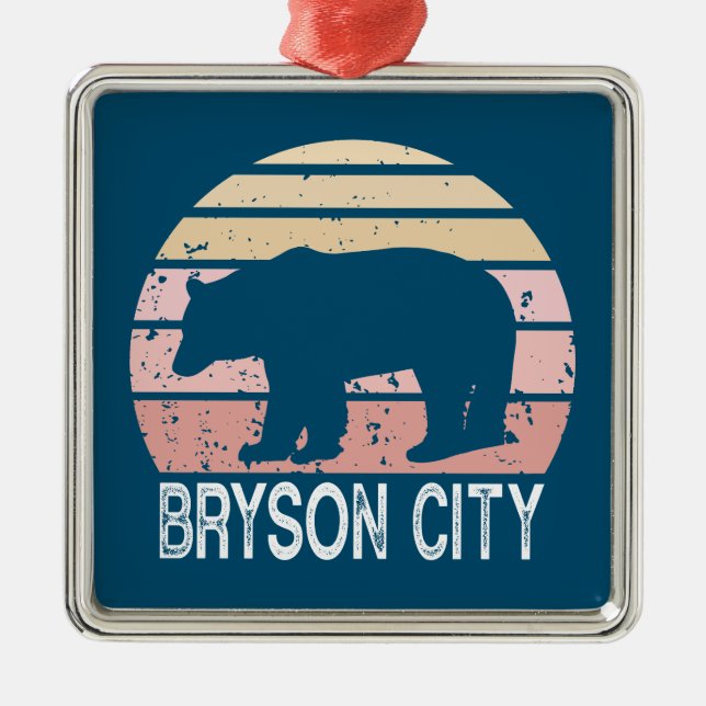 Ornamento De Metal Bryson City North Carolina Bear (Frente)