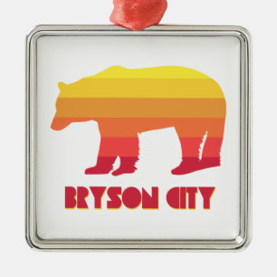 Ornamento De Metal Bryson City North Carolina Rainbow Bear