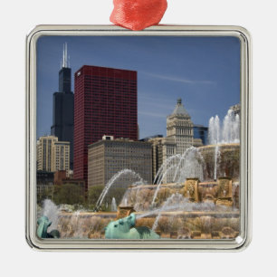 Ornamento De Metal Buckingham Fountain, localizado em Grant Park,