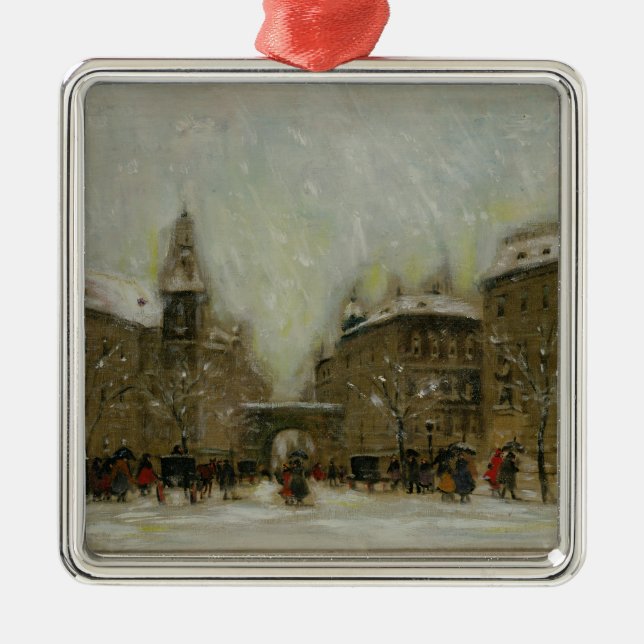 Ornamento De Metal Budapest na neve (Frente)