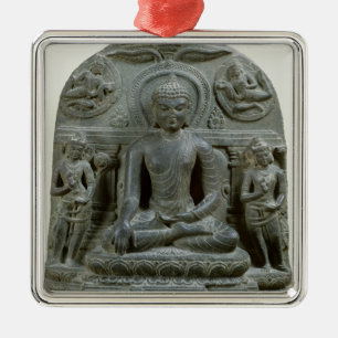 Ornamento De Metal Buddha assentado na meditação