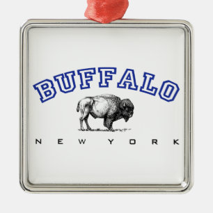 Ornamento De Metal Búfalo, NY - bisonte