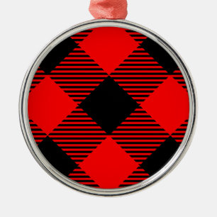 Ornamento De Metal Buffalo Check Red and Black Lumberjack Xadrez Deco