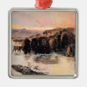 Ornamento De Metal Buffalo Herd (por Charles M. Russell)