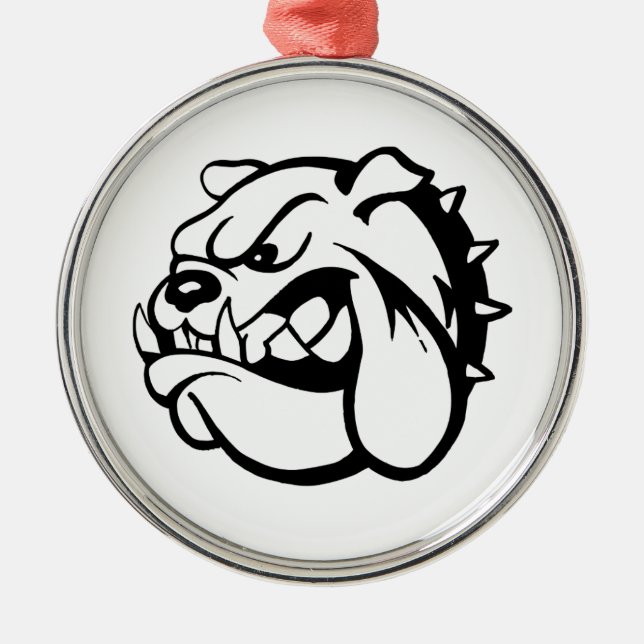 Ornamento De Metal Buldogue retro (Frente)