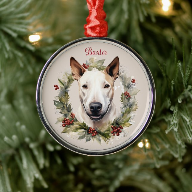 Ornamento De Metal Bull Terrier Christmas Pet Memorial Dog Breed (Árvore)