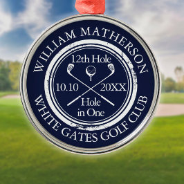 Ornamento De Metal Buraco de Golfe em Um Marinho Azul Personalizado