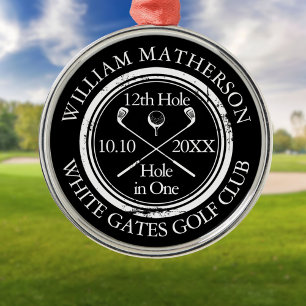 Ornamento De Metal Buraco de Golfe Personalizado em Preto e Branco