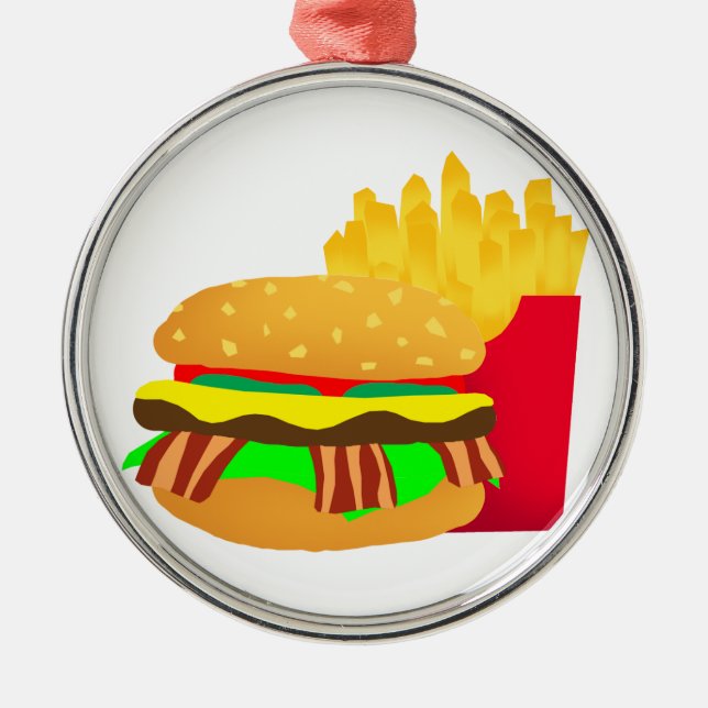 Ornamento De Metal Burger e Fries (Frente)