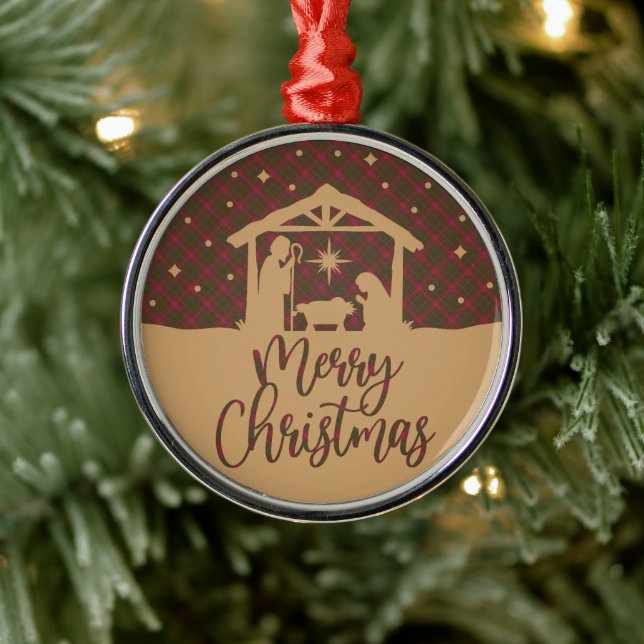 Ornamento De Metal Burnett Weathered  Scottish Tartan Christmas (Árvore)