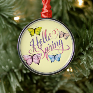 Ornamento De Metal Butterfly Hello Primavera
