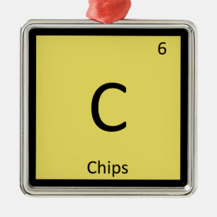 Ornamento De Metal C - Chips Snack Chemistry Símbolo Periódico de M