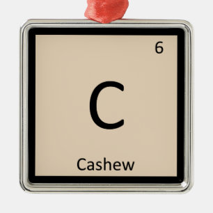 Ornamento De Metal C - Química da Noz de Caju Símbolo da Tabela Perió