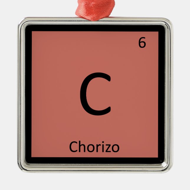 Ornamento De Metal C - Símbolo de Mesa Periódica da Química Chorizo (Frente)