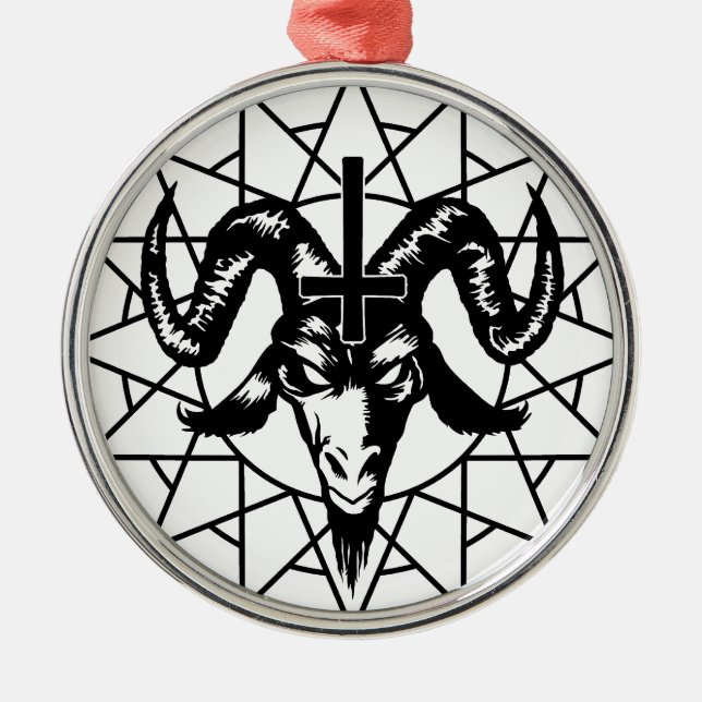 Ornamento De Metal Cabeça com estrela do caos (preto) (Frente)