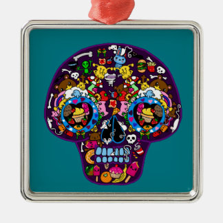 Ornamento De Metal CABEÇAS - Arte de Açúcar Kawaii Doodle por LeahG