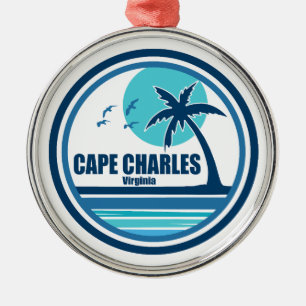 Ornamento De Metal Cabo Charles Beach Virginia Palm Tree Birds