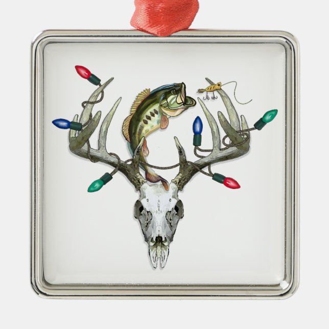 Ornamento De Metal Caça À Luz De Natal (Frente)