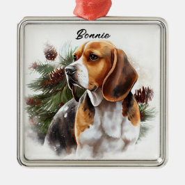 ORNAMENTO DE METAL CACHORA DE ÁGUA NEVE TRI-COLORED BEAGLE