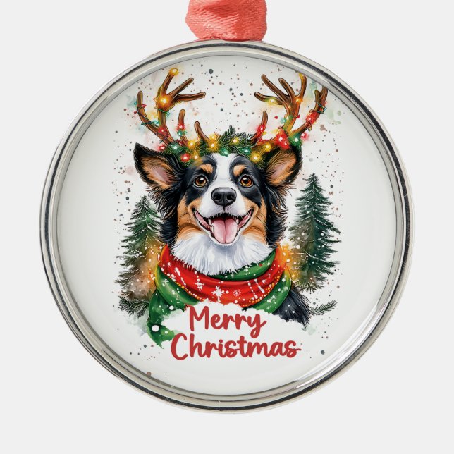 Ornamento De Metal Cachorro australiano bonito (Frente)