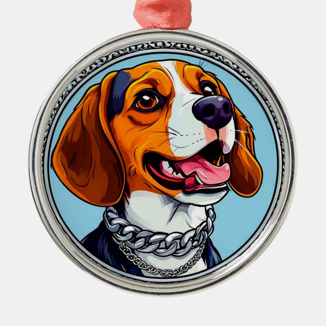Ornamento De Metal Cachorro beagle fofo (Frente)