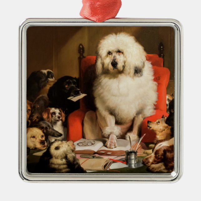Ornamento De Metal Cachorro como juiz que determina a lei em tribunal (Frente)