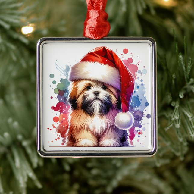 Ornamento De Metal Cachorro de Lhasa Apso no Natal (Árvore)