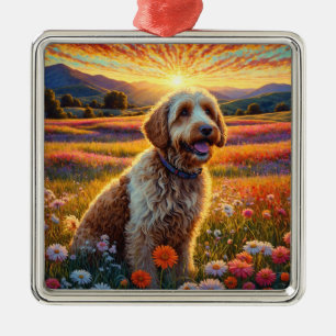Ornamento De Metal Cachorro Golden Doodle