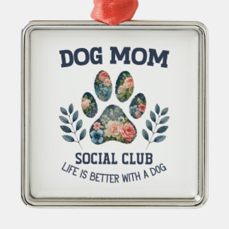 Ornamento De Metal Cachorro Mãe Paw Floral