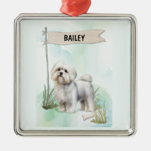 Cachorro Maltês Personalizado em Aquarela