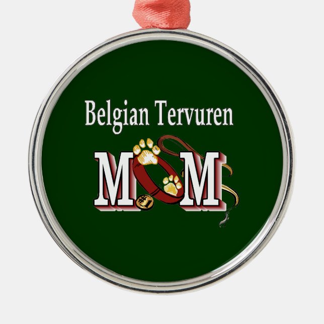 Ornamento De Metal Cachorro MOM belga Tervuren (Frente)