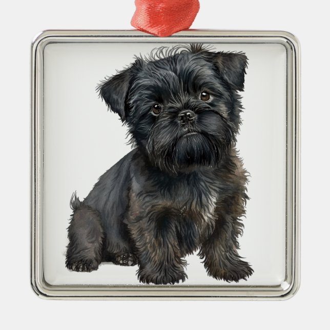 ORNAMENTO DE METAL CACHORRO NEGRO DE AFFENPINSCHER (Frente)