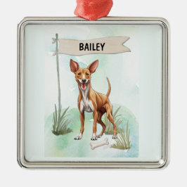 Ornamento De Metal Cachorro Personalizado de Aquarela da raça Pharaoh