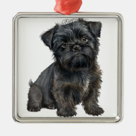 ORNAMENTO DE METAL CACHORRO PRETO FOFO DE FILHOTE AFFENPINSCHER
