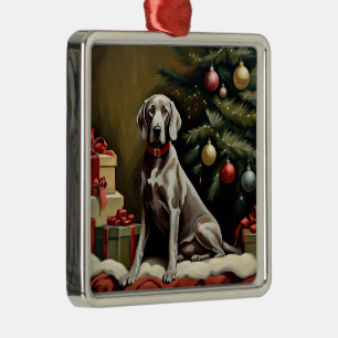 Ornamento De Metal Cachorro Weimaraner Natal