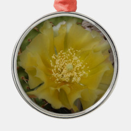 Ornamento De Metal Cacto Amarelo em Flor