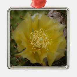 Ornamento De Metal Cacto Amarelo em Flor