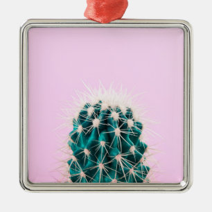 Ornamento De Metal Cacto de Prickley no rosa