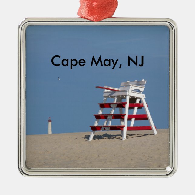 Ornamento De Metal Cadeira do lifeguard de Cape May (Frente)