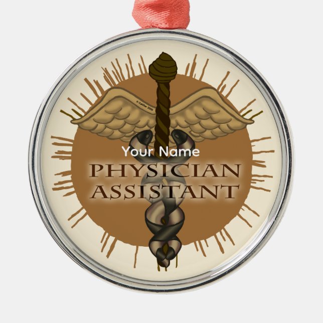 Ornamento De Metal Caduceu de Auxiliar Médico (Frente)