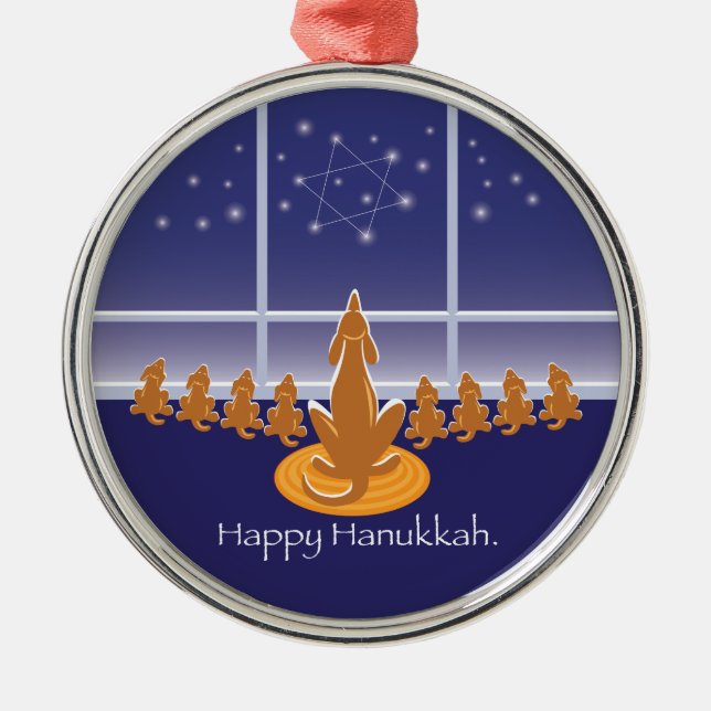 Ornamento De Metal Cães Menorah WagsToWishes® (Frente)
