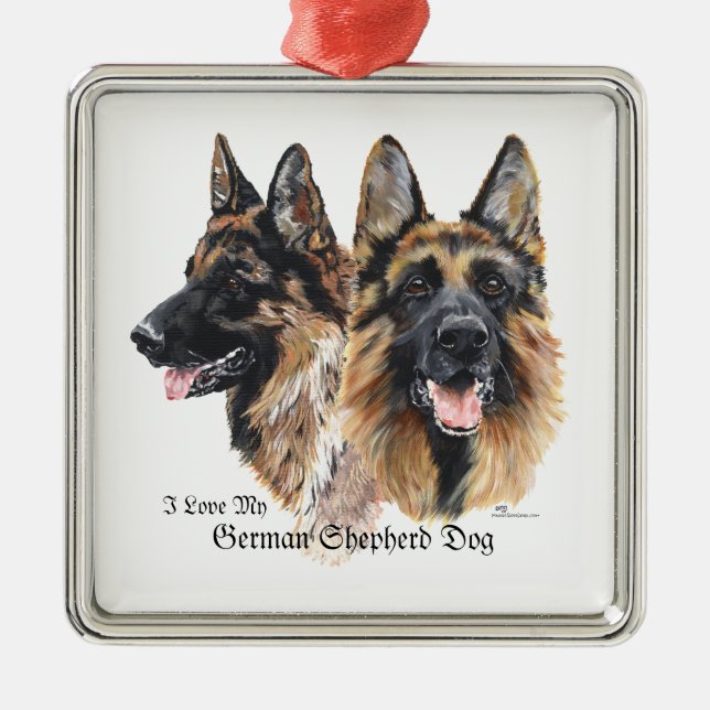 Ornamento De Metal Cães Pastor Alemão (Frente)