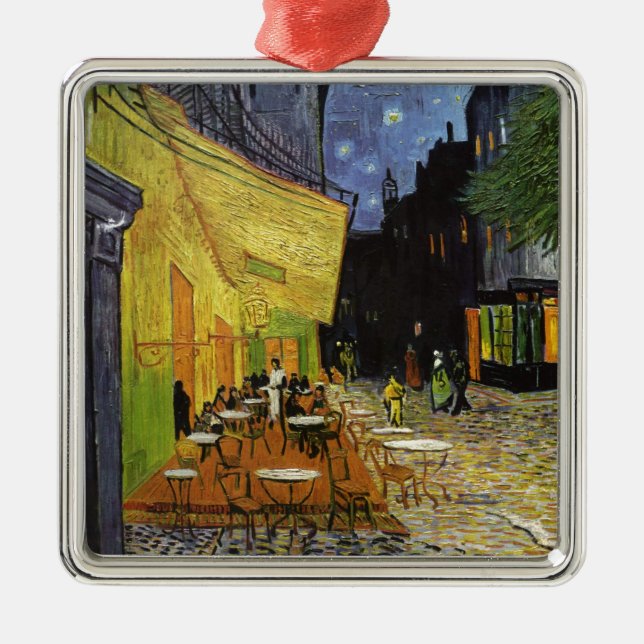 Ornamento De Metal Café da Noite de Van Gogh (Frente)